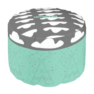 Personalized Mint Tepee and Cloud pouf