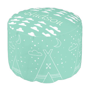 Personalized Mint Tepee Cloud pouf or Any Color