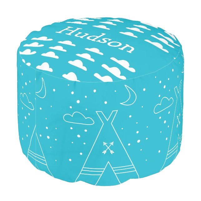 Personalized Mint Tepee Cloud pouf or Any Color (Angled Back)