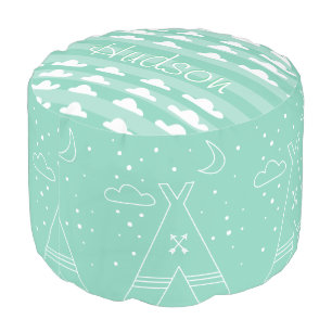 Personalized Mint Tepee Cloud pouf or Any Color