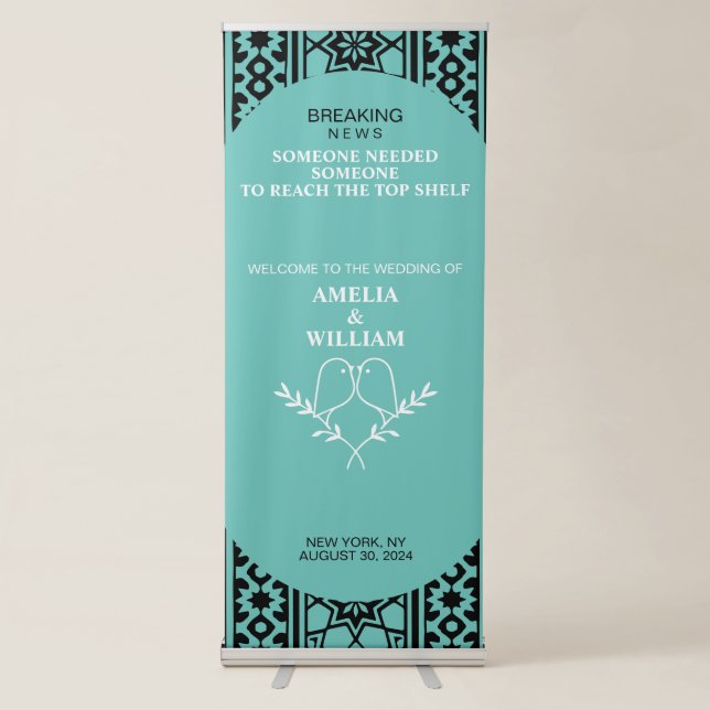Personalized Mint Wedding | Breaking News Retractable Banner (Front)
