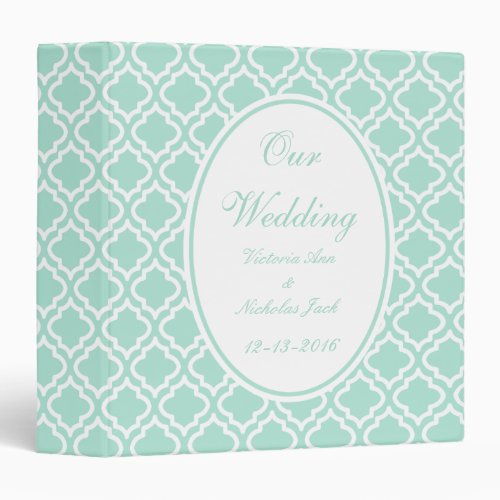 Personalized Mint Wedding Scrapbook Gift 3 Ring Binder