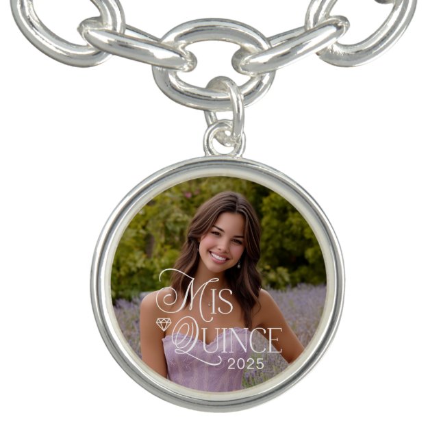 Personalized Mis Quince Photo Quinceañera Bracelet (Design)