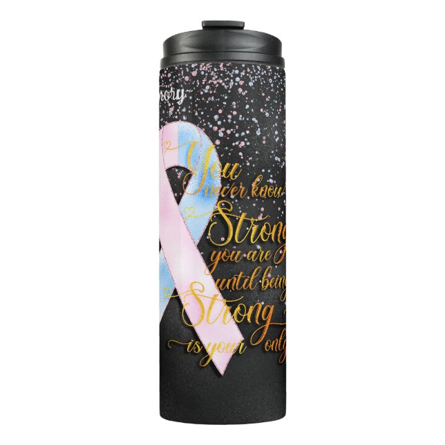 Personalized Miscarriage Loss Pink & Blue Ribbon Thermal Tumbler (Front)