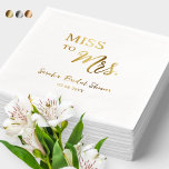 Personalized Miss to Mrs. Foil Bridal Shower Foil Napkins<br><div class="desc">Elevate your bridal shower celebration with our elegant foil Miss to Mrs. napkins, designed to add a touch of sophistication to your shower. Available in stunning gold, silver, and rose gold foil, these napkins shimmer with elegance, making them a perfect addition to your table settings. Whether you’re hosting a chic...</div>