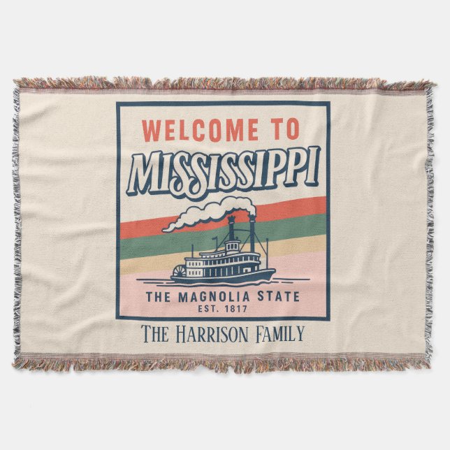 Personalized Mississippi Throw Blanket (Front)