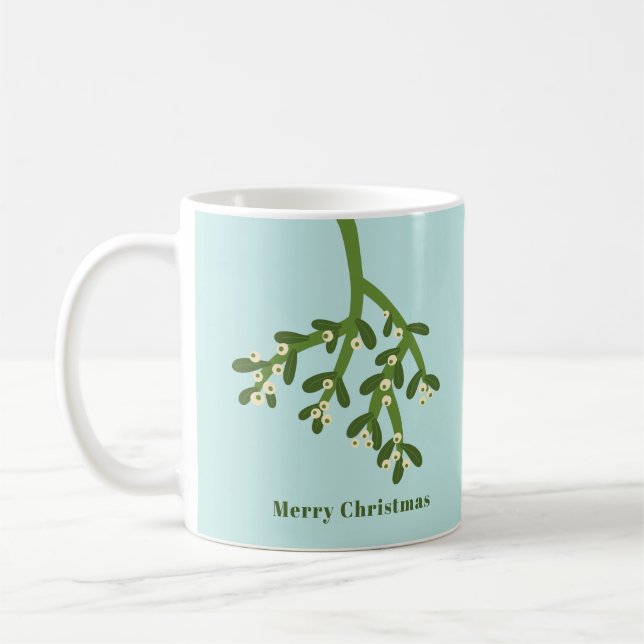 Personalized Mistletoe Christmas Coffee Mug (Left)