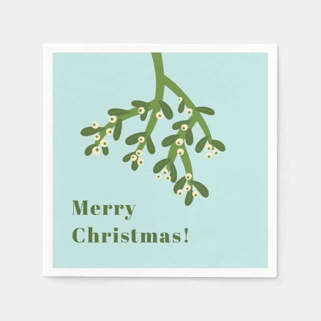 Personalized Mistletoe Christmas Party Napkins (Front)