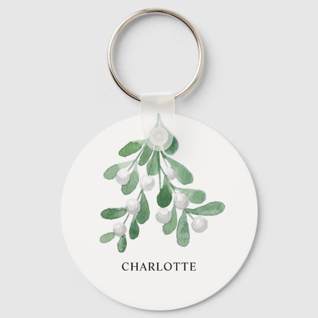 Personalized Mistletoe  Keychain (Front)