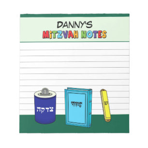 Personalized Mitzvah Items - Green Notepad