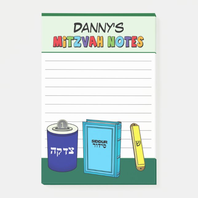 Personalized Mitzvah Items - Green Post-it Notes (Front)