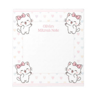 Personalized Mitzvah Note Notepad Kitten Cats