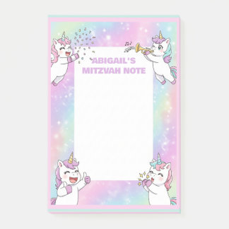 Personalized Mitzvah Note Pink Unicorn Notepad