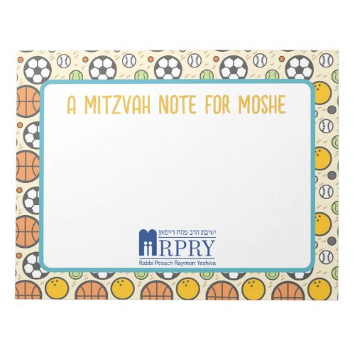 Personalized Mitzvah Note_ Sports Notepad