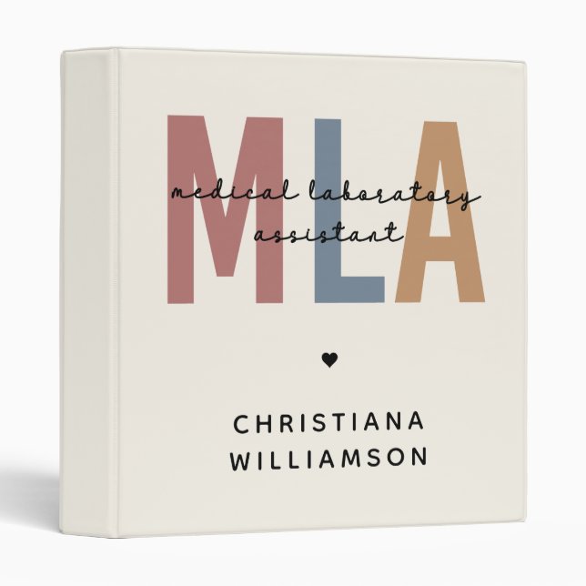 Personalized MLA Medical Laboratory Assistant 3 Ring Binder (Front/Spine)