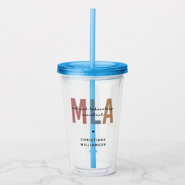 Personalized MLA Medical Laboratory Assistant Acrylic Tumbler (Front)