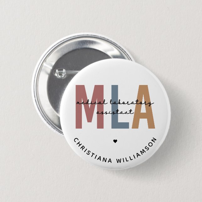 Personalized MLA Medical Laboratory Assistant Button (Front & Back)