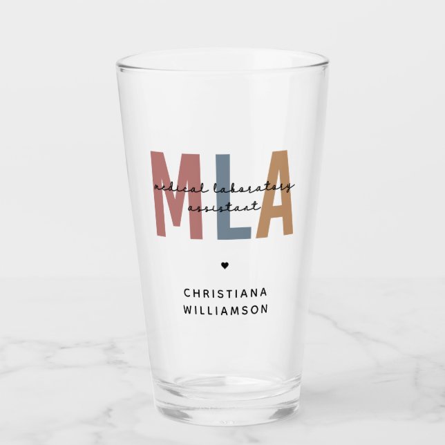 Personalized MLA Medical Laboratory Assistant Glass (Front)