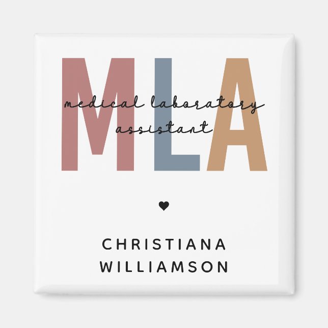 Personalized MLA Medical Laboratory Assistant Magnet (Front)