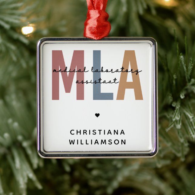 Personalized MLA Medical Laboratory Assistant Metal Ornament (Tree)