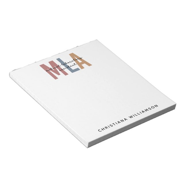 Personalized MLA Medical Laboratory Assistant Notepad (Angled)