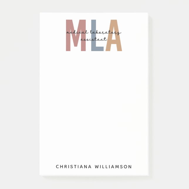 Personalized MLA Medical Laboratory Assistant Post-it Notes (Front)