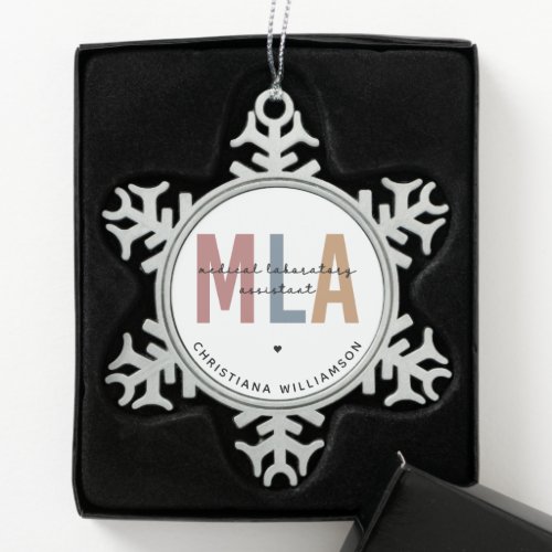 Personalized MLA Medical Laboratory Assistant Snowflake Pewter Christmas Ornament