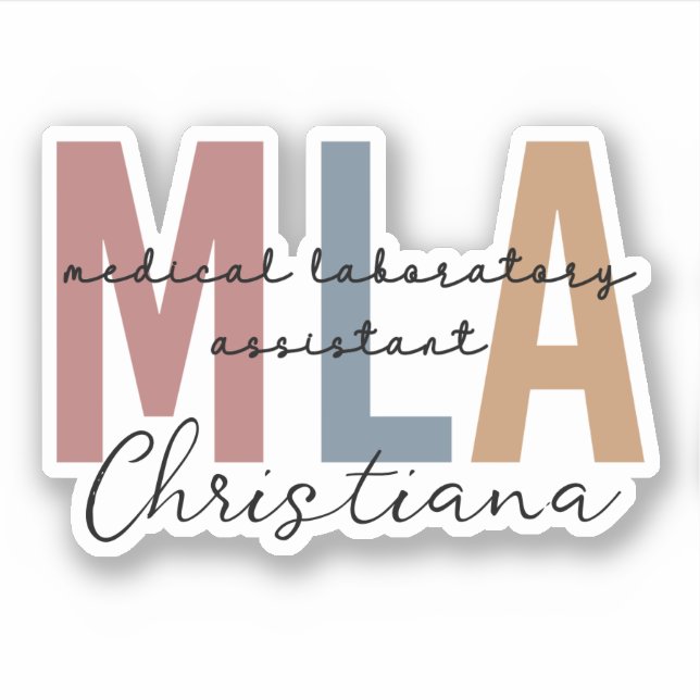 Personalized MLA Medical Laboratory Assistant Sticker (Front)