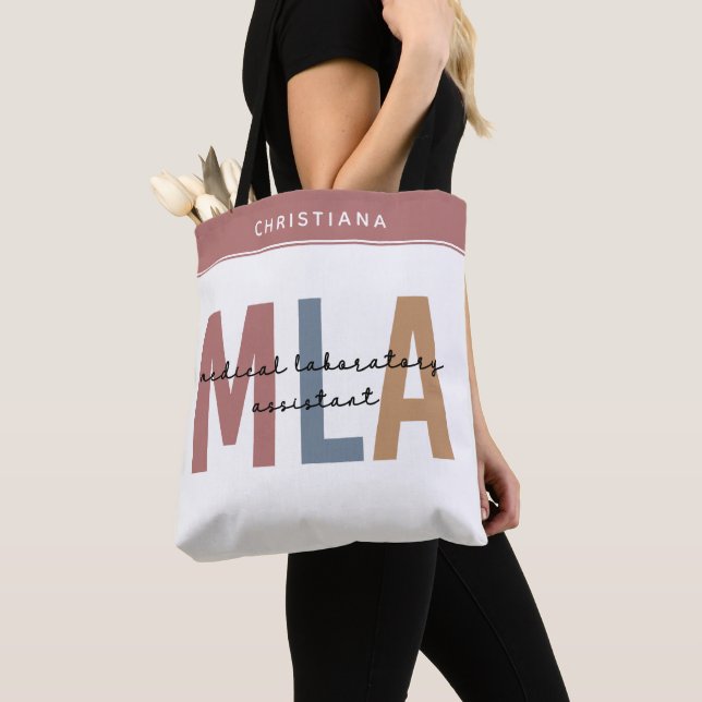 Personalized MLA Medical Laboratory Assistant Tote Bag (Close Up)