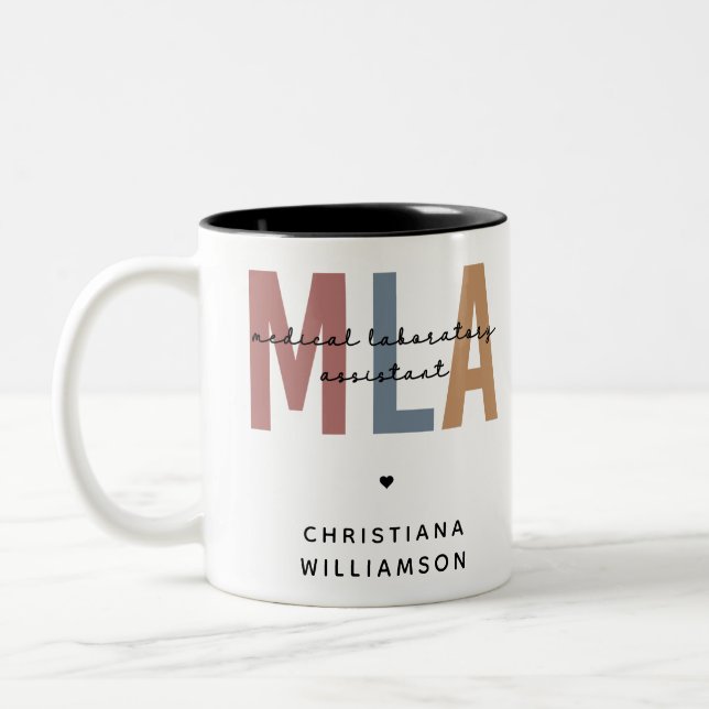 Personalized MLA Medical Laboratory Assistant Two-Tone Coffee Mug (Left)