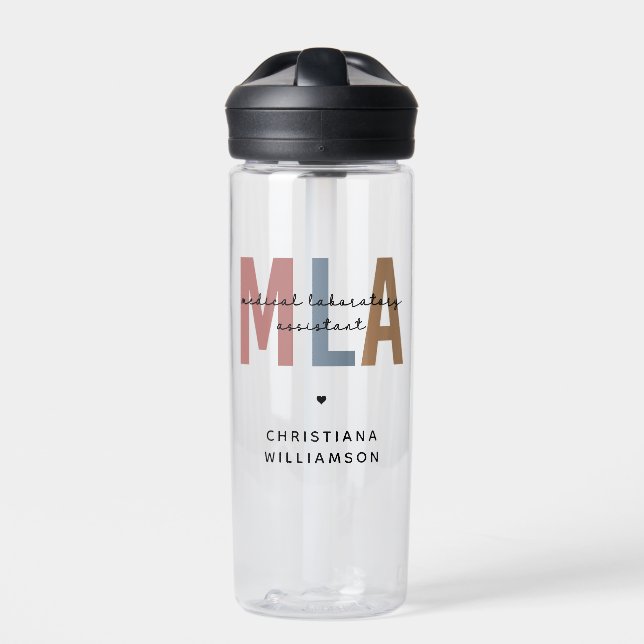Personalized MLA Medical Laboratory Assistant Water Bottle (Front)
