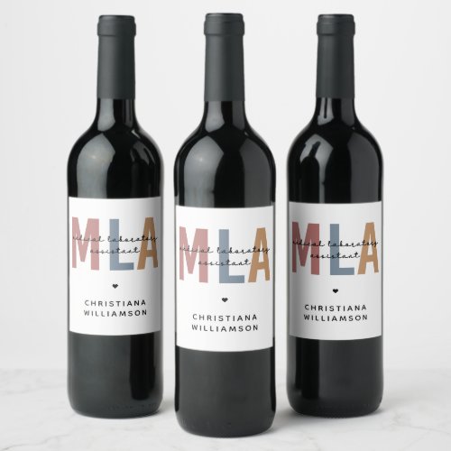 Personalized MLA Medical Laboratory Assistant Wine Label