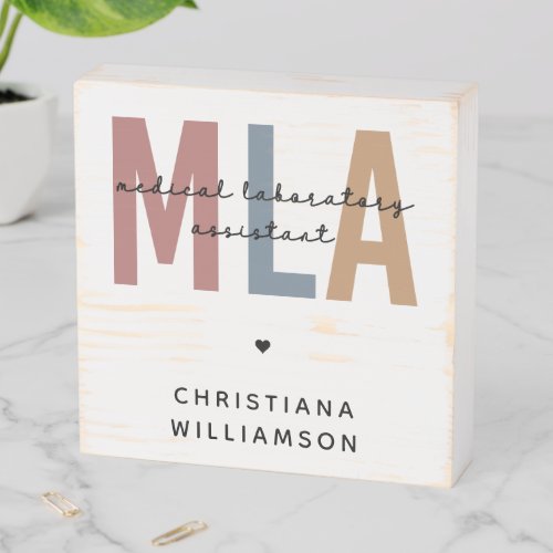 Personalized MLA Medical Laboratory Assistant Wooden Box Sign