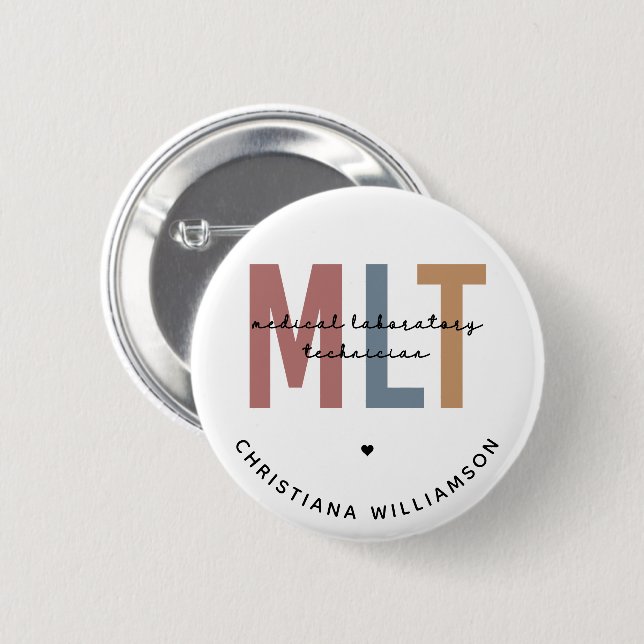 Personalized MLT Medical Laboratory Technician Button (Front & Back)