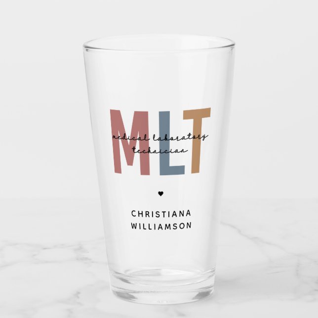 Personalized MLT Medical Laboratory Technician Glass (Front)