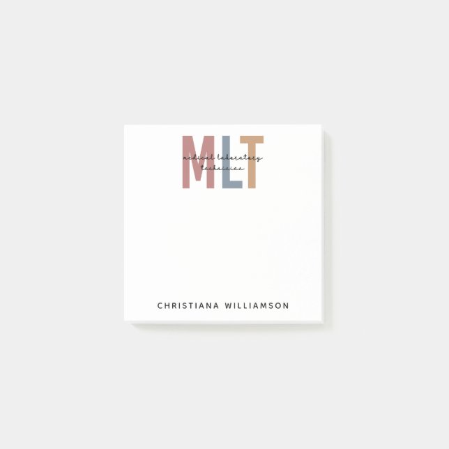 Personalized MLT Medical Laboratory Technician Post-it Notes (Front)