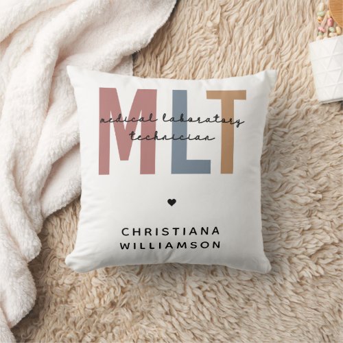 Personalized MLT Medical Laboratory Technician Throw Pillow