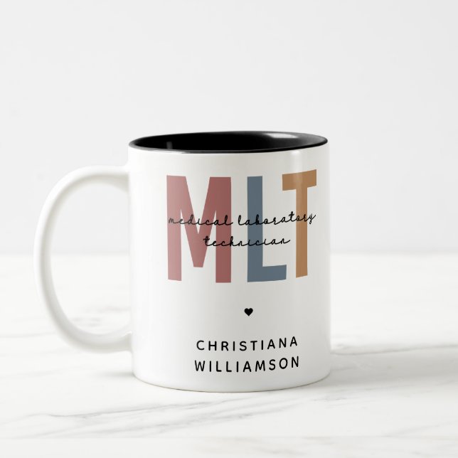 Personalized MLT Medical Laboratory Technician Two-Tone Coffee Mug (Left)