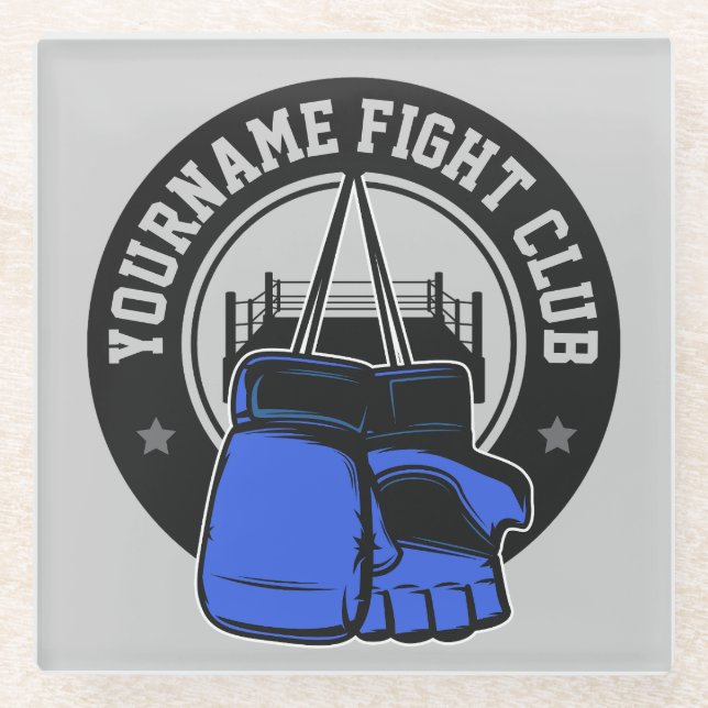 Personalized MMA Mixed Martial Arts Fight Club Glass Coaster (Front)