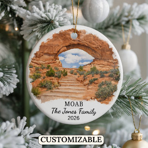 Personalized Moab Ornament, Custom Utah State Ceramic Ornament