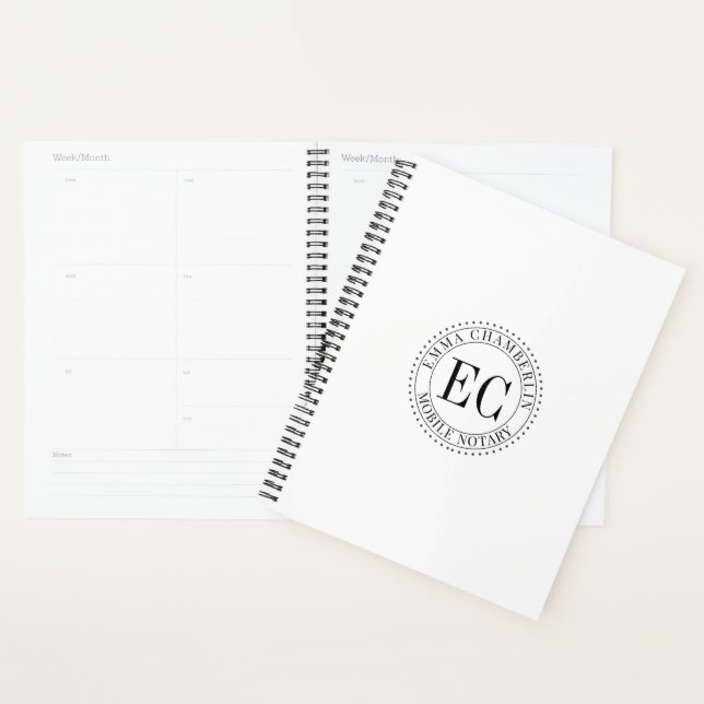Personalized Mobile Notary Public Seal Logo Planner (Display)