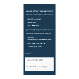 Personalized Mobile Notary Services Rack Card