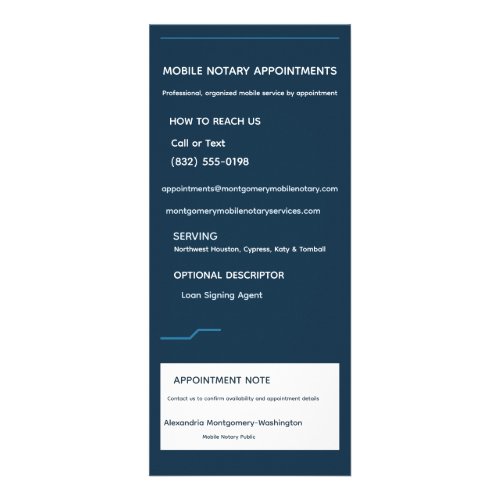 Personalized Mobile Notary Services Rack Card
