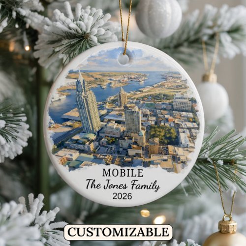 Personalized Mobile Ornament, Custom Alabama Ceramic Ornament