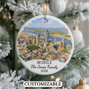 Personalized Mobile Ornament, Custom Alabama Ceramic Ornament