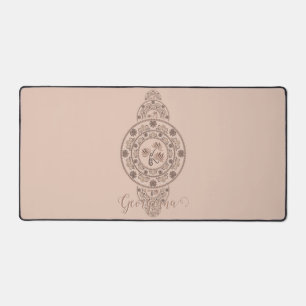 Personalized Mocha Rococo Lotus Ornamental Mandala Desk Mat