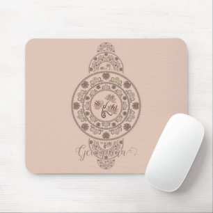 Personalized Mocha Rococo Lotus Ornamental Mandala Mouse Pad