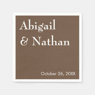 Personalized Mocha Wedding Elegant Minimalist Napkins