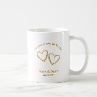 Personalized Modern 10th Wedding Anniversary Gift Coffee Mug