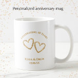 Personalized Modern 10th Wedding Anniversary Gift Coffee Mug<br><div class="desc">Add the couple's names to this stylish golden 10th wedding anniversary mug. The golden tan simple, modern script is not real foil but faux gold. All the elegant typography is editable. Personalize this trendy keepsake coffee mug with the couples names and wedding anniversary date for a beautiful wedding anniversary gift....</div>